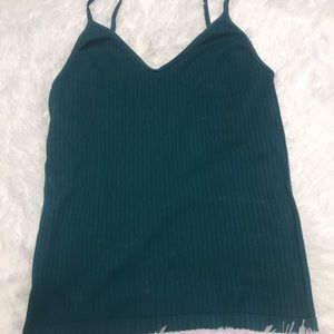 Green ribbed tank top